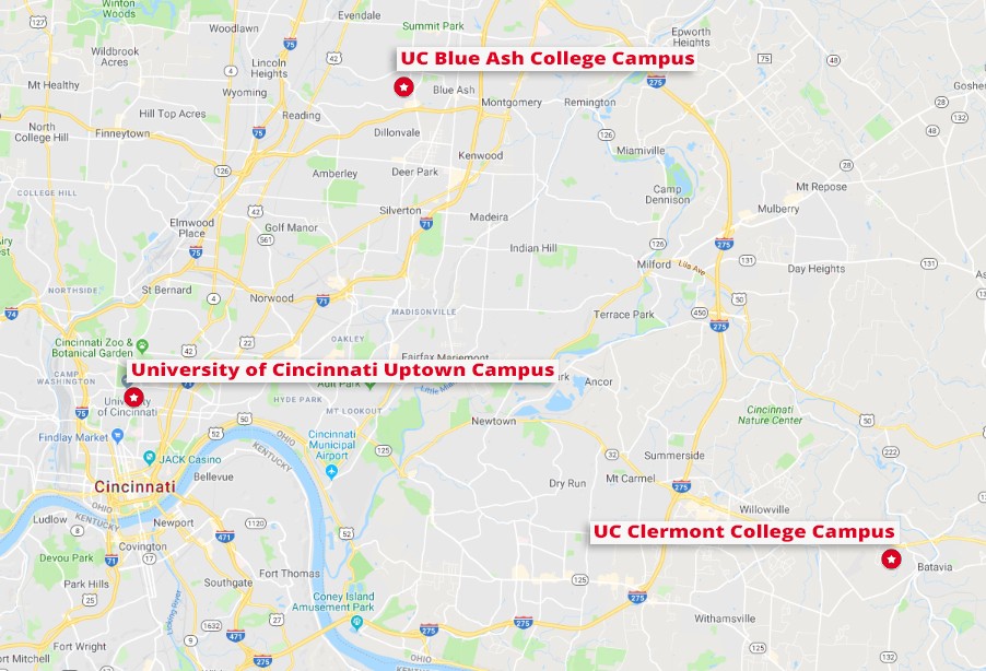 Google Map of UC Campus Locations