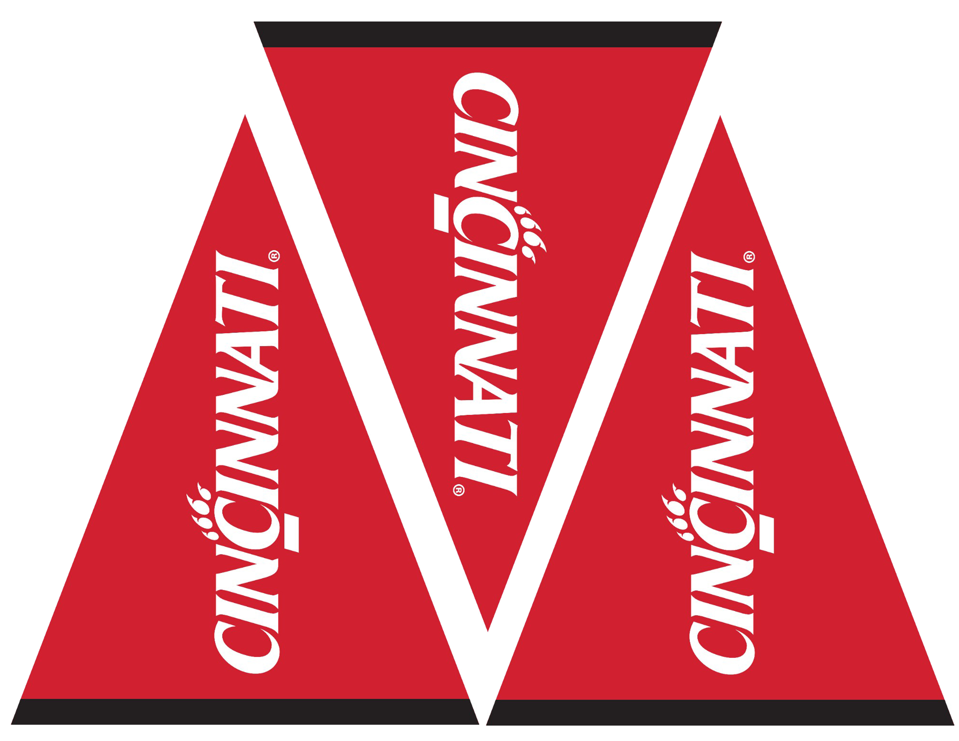 3 Red Pennants Pintable Cutout